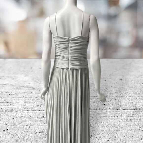 Halston Silver Metallic Spaghetti Strap Pleated Bottom Dress 70’s , Marilyn Monr - Picture 3 of 5